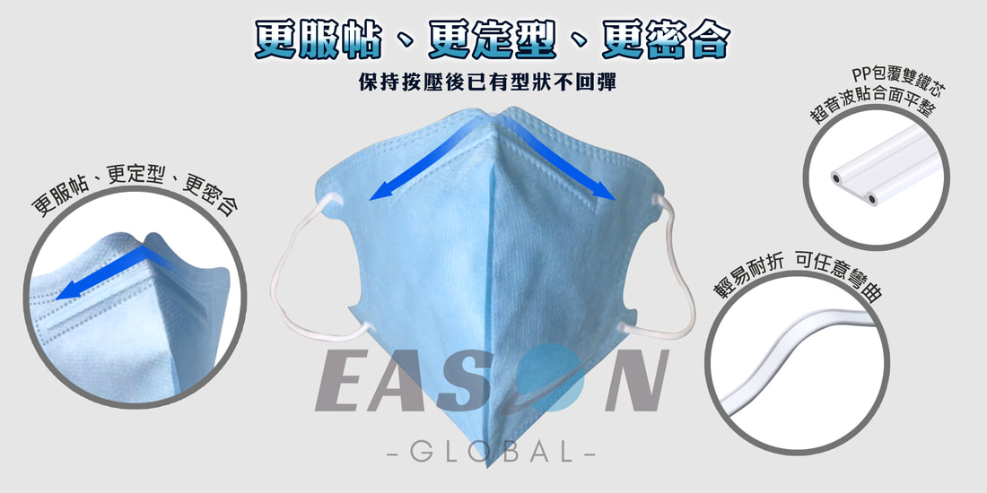 口罩鼻樑條保持按壓後已有形狀不回彈能更服貼、定型、密合、輕易耐折、可任意彎取 一申全球 Eason Global